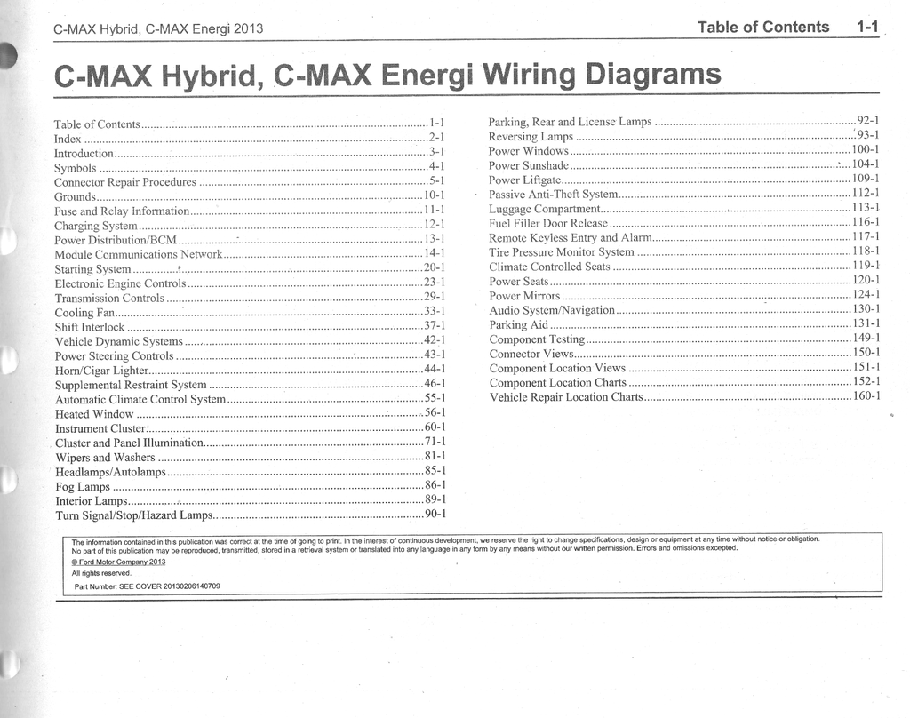 2013 Ford C-MAX Hybrid C-MAX Energi Electrical Wiring Diagrams Shop Service Repair Manual