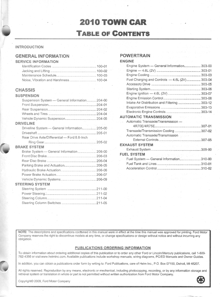 2010 Ford Lincoln Town Car Original OEM Factory Shop Repair Service Workshop Manual  