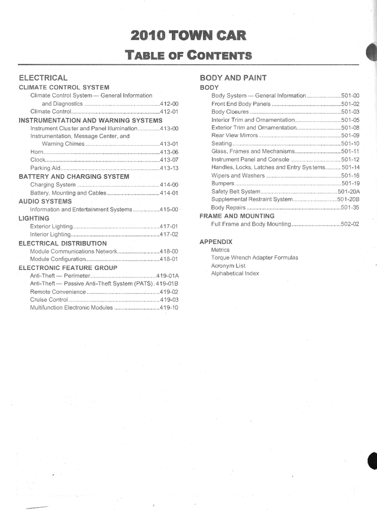 2010 Ford Lincoln Town Car Original OEM Factory Shop Repair Service Workshop Manual  