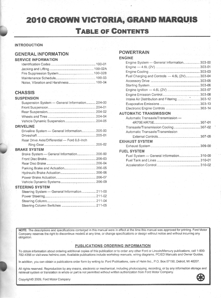 2010 Ford Crown Victoria Mercury Grand Marquis Original OEM Factory Shop Repair Service Workshop Manual