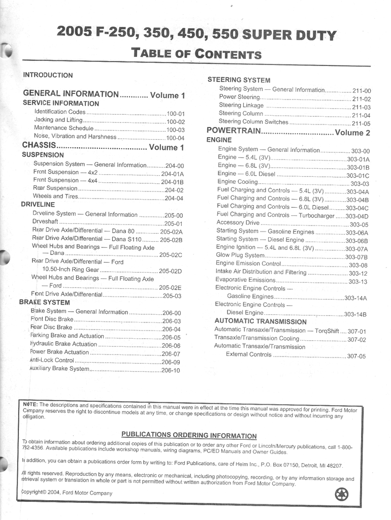 2005 Ford F-Super Duty F-250, F-350, F-450, F-550 Original OEM Factory Shop Repair Service Workshop Manual Complete 2 Vol. Set