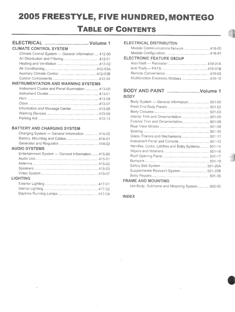 2005 Ford Freestyle, Five Hundred & Mercury Montego Original OEM Factory Shop Service Workshop Manual Set