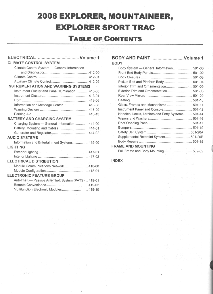2008 Ford Explorer, Explorer Sport Trac & Mercury Mountaineer Original OEM Factory Shop Service Workshop Manual Set