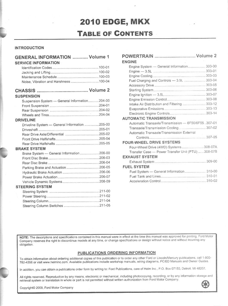 2010 Ford Edge & Lincoln MKX Original OEM Factory Shop Service Workshop Manual Set