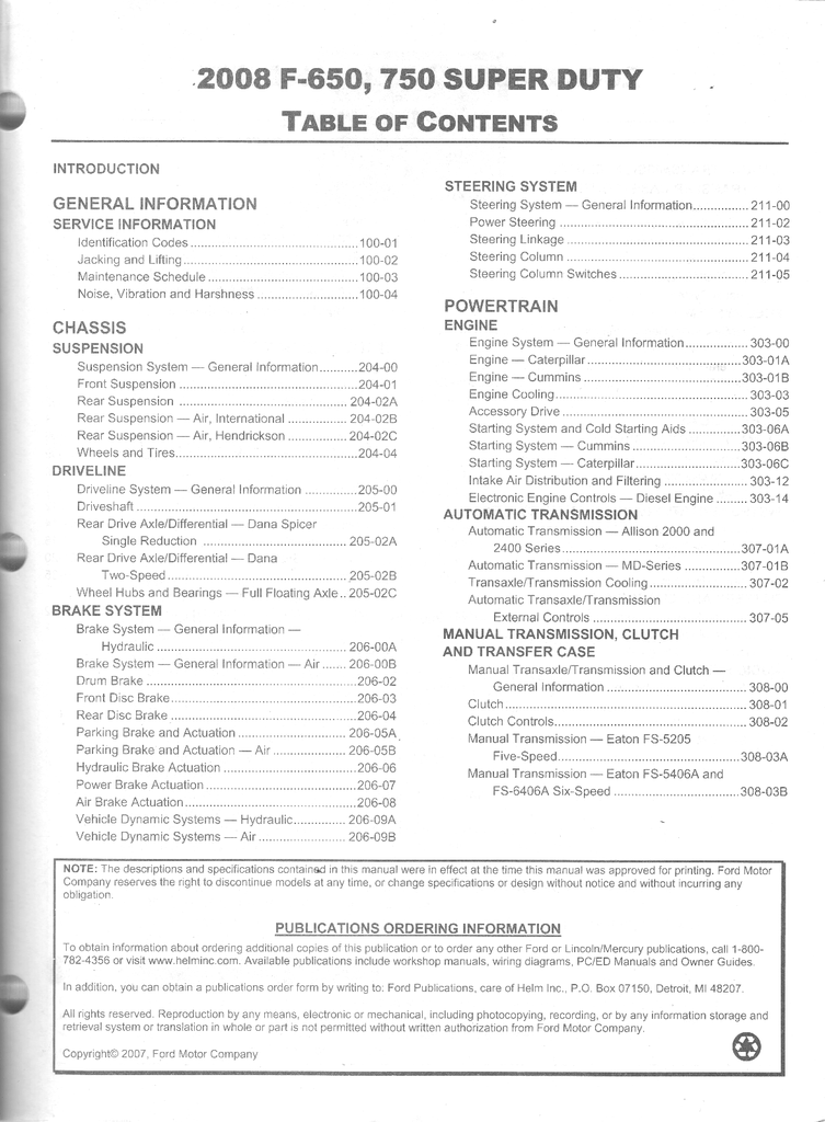 2008 Ford F-650, F-750 Super Duty Original OEM Factory Shop Repair Service Workshop Manual