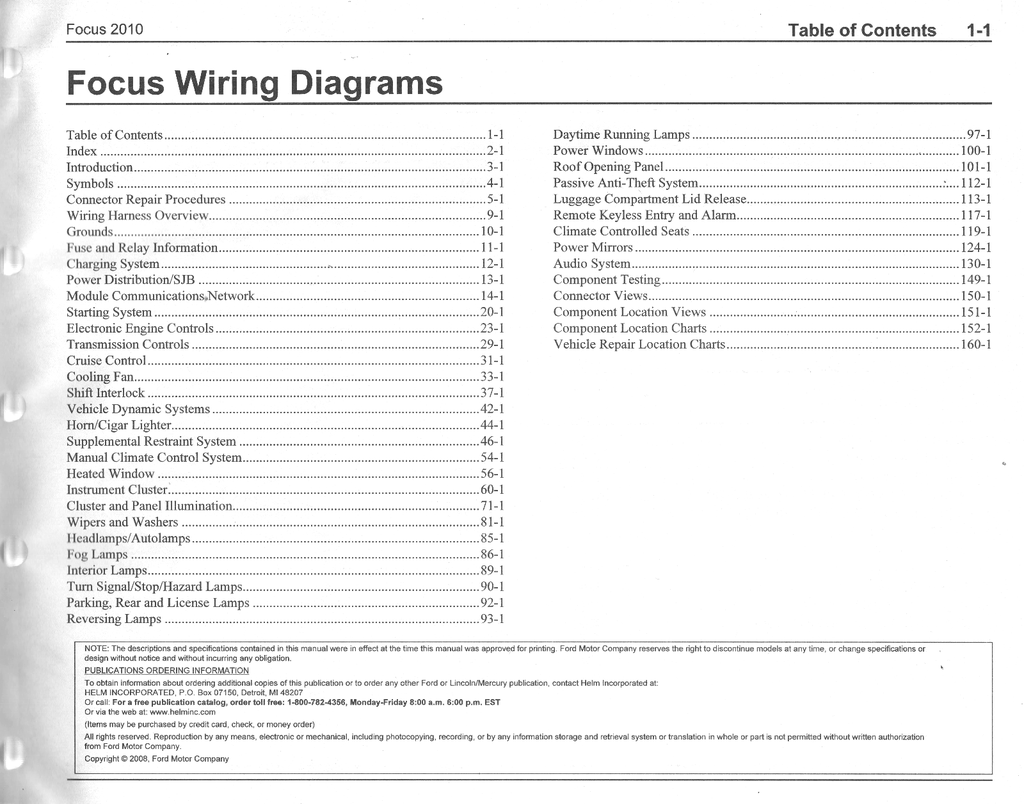 2010 Ford Focus Electrical Wiring Diagrams Manual