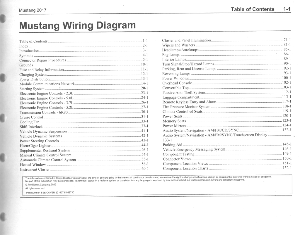 2017 Ford Mustang Electrical Wiring Diagrams Manual