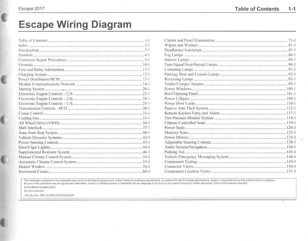 2017 Ford Escape Electrical Wiring Diagrams Manual