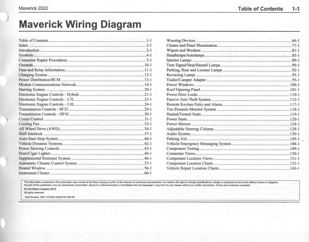 2022 Ford Maverick Electrical Wiring Diagrams Manual