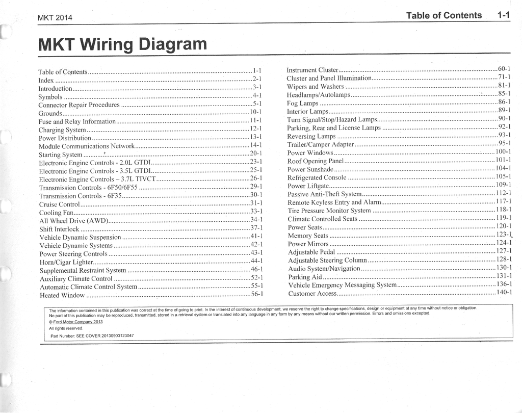 2014 Ford Lincoln MKT Electrical Wiring Diagrams Manual