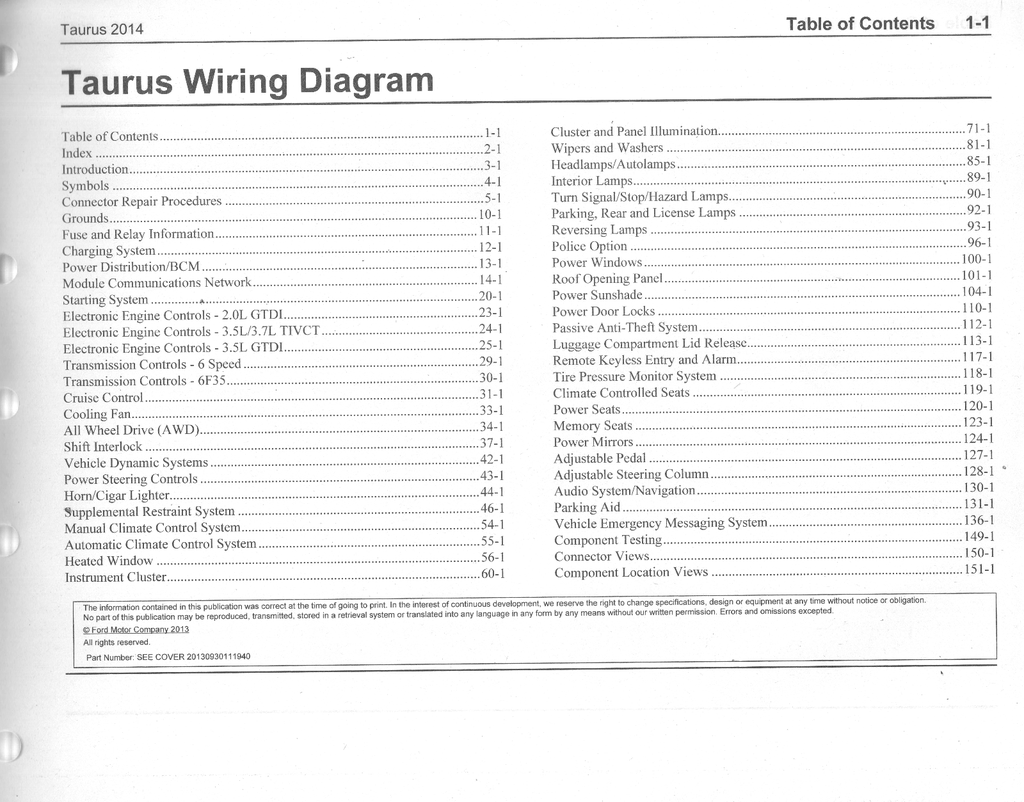 2014 Ford Taurus Electrical Wiring Diagrams Manual