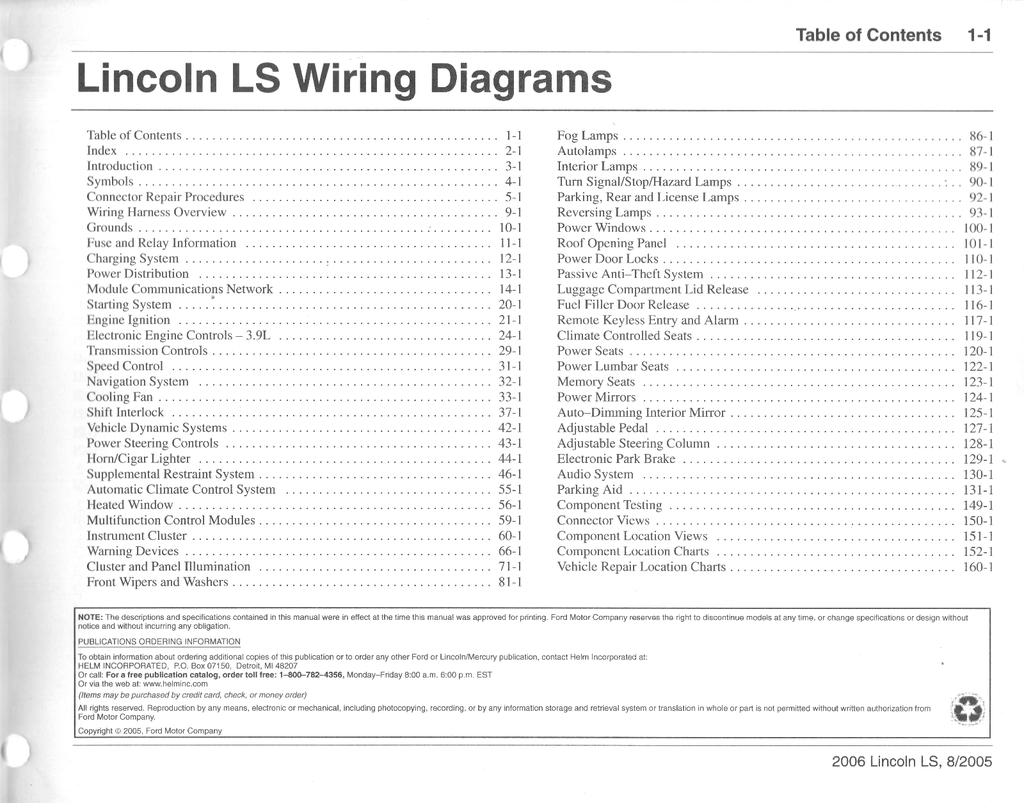 2006 Ford Lincoln LS Electrical Wiring Diagrams Manual
