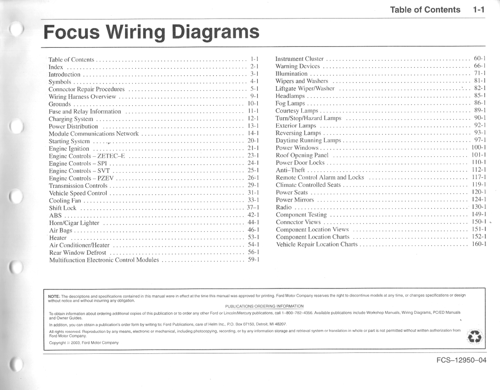 2004 Ford Focus Electrical Wiring Diagrams Manual
