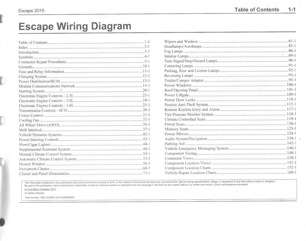 2015 Ford Escape Electrical Wiring Diagrams Manual