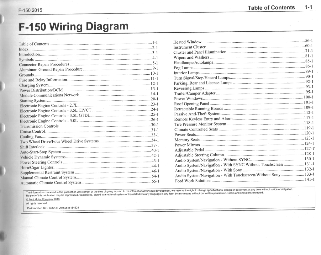 2015 Ford F-150 Electrical Wiring Diagrams Manual