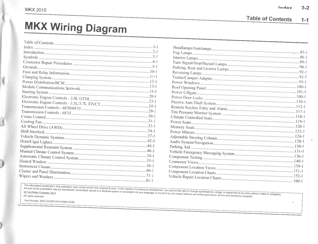 2015 Ford Lincoln MKX Electrical Wiring Diagrams Manual