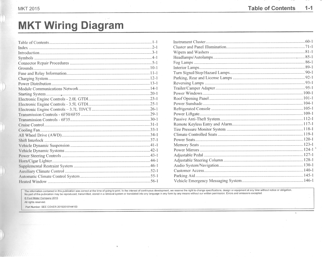 2015 Ford Lincoln MKT Electrical Wiring Diagrams Manual
