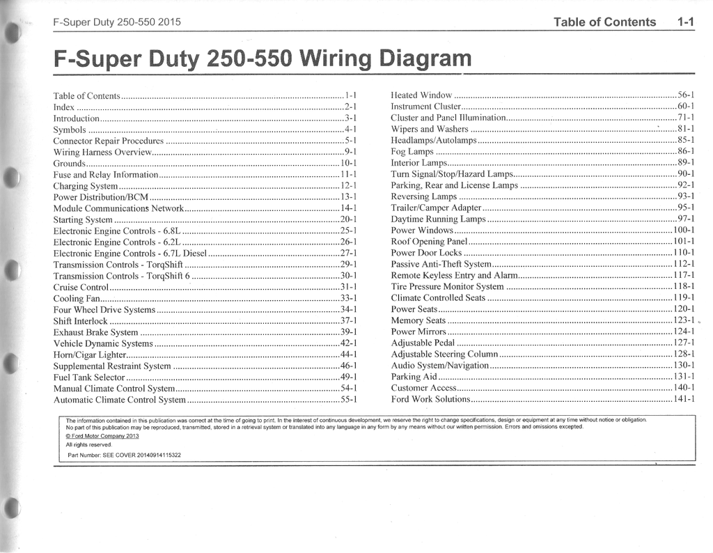 2015 Ford F-250, F-350, F-450, F-550 Super Duty Electrical Wiring Diagrams Manual