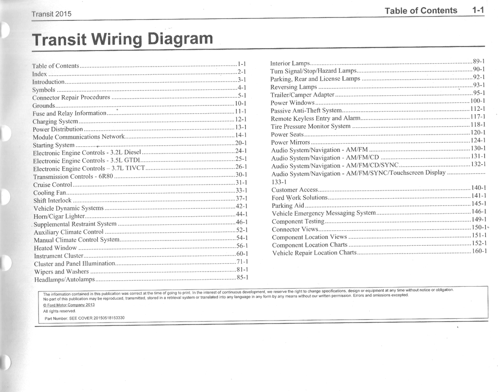 2015 Ford Transit Electrical Wiring Diagrams Manual