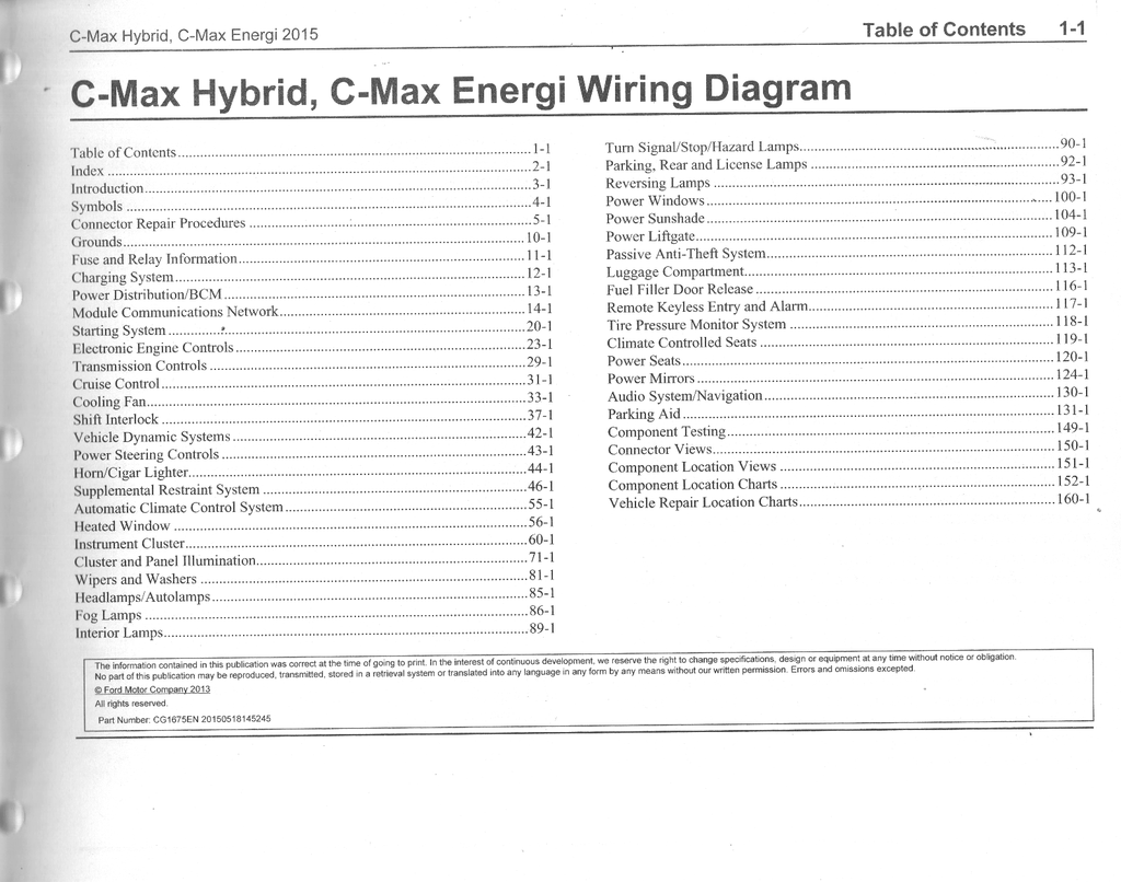 2015 Ford C-Max Hybrid, C-Max Energi Electrical Wiring Diagrams Manual