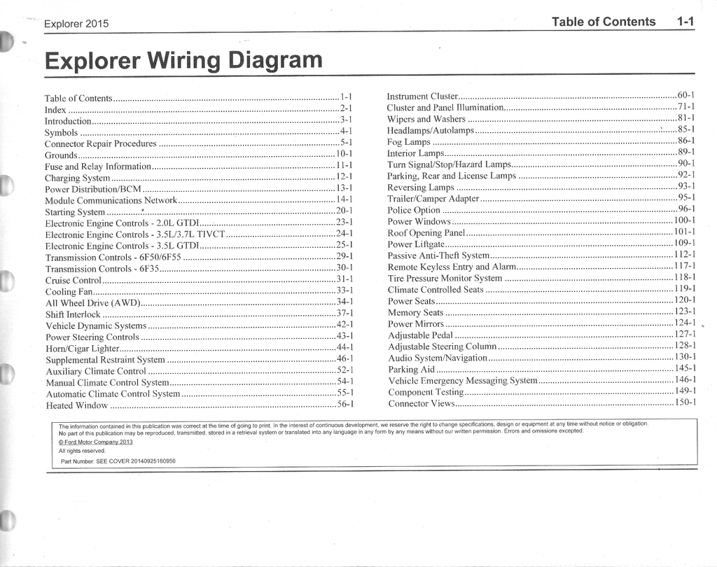 2015 Ford Explorer Electrical Wiring Diagrams Manual