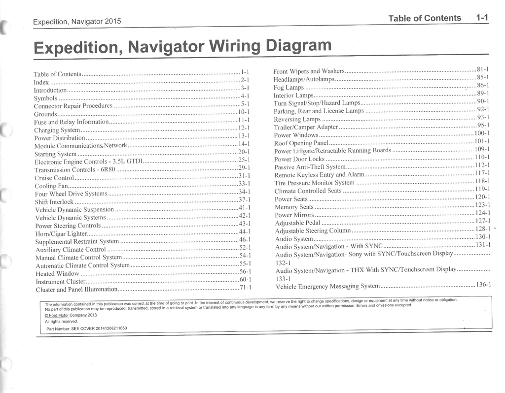 2015 Ford Expedition, Lincoln Navigator Electrical Wiring Diagrams Manual