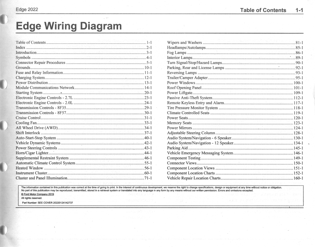 2022 Ford Edge Electrical Wiring Diagrams Manual