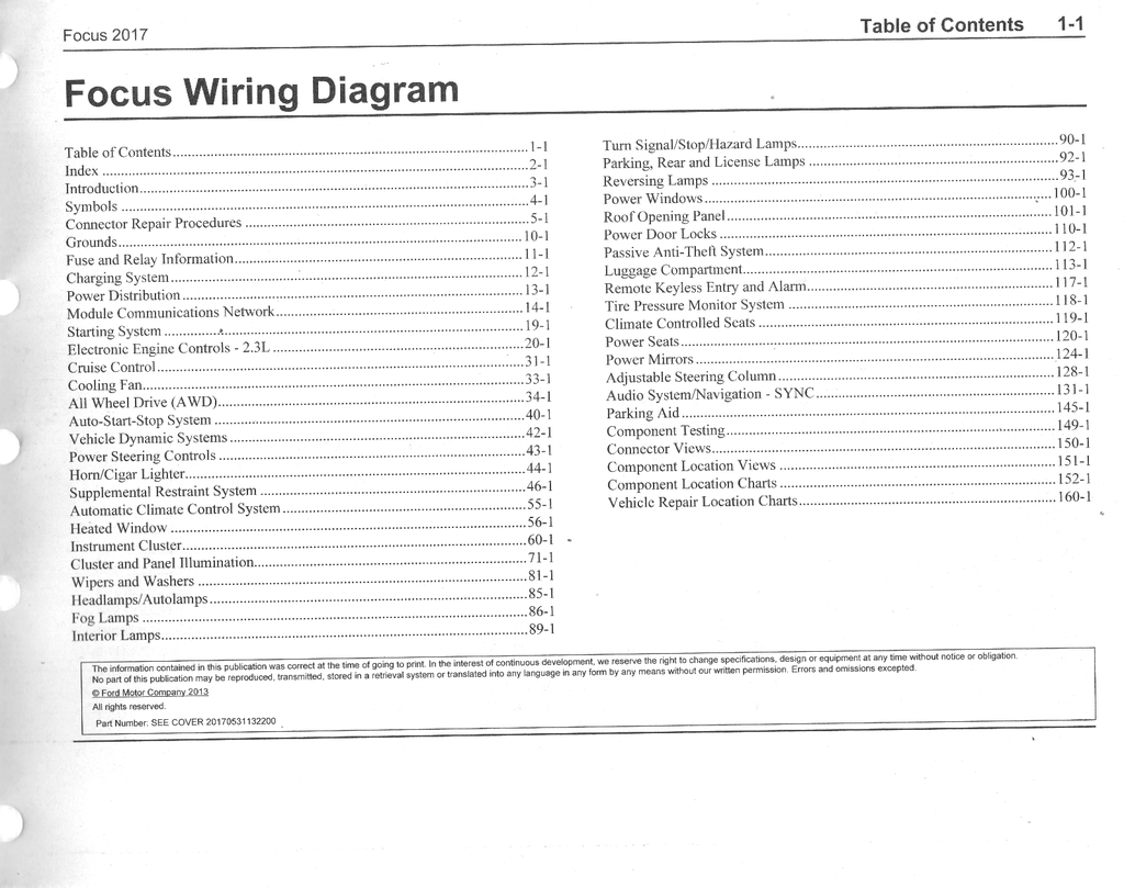 2017 Ford Focus RS Electrical Wiring Diagrams Manual