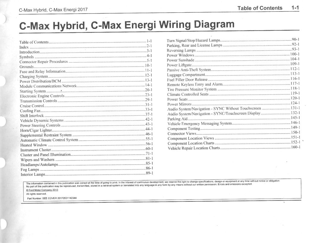 2017 Ford C-MAX Hybrid, C-MAX Energi Electrical Wiring Diagrams Manual
