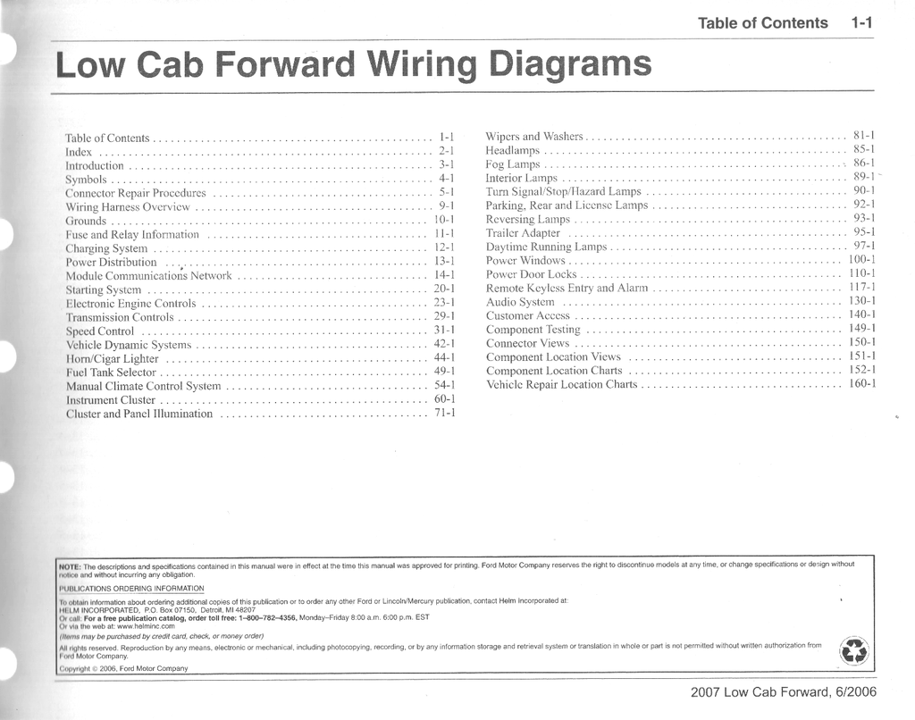 2007 Ford Low Cab Forward Electrical Wiring Diagrams Manual