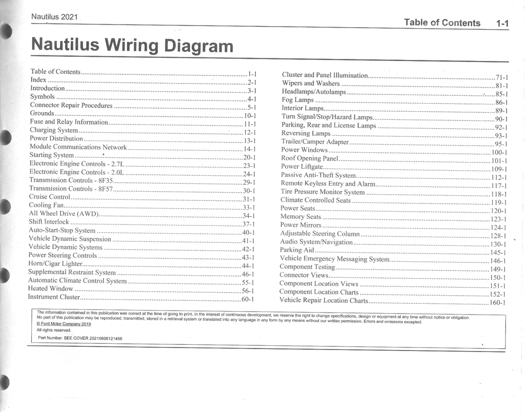 2021 Ford Lincoln Nautilus Electrical Wiring Diagrams Manual
