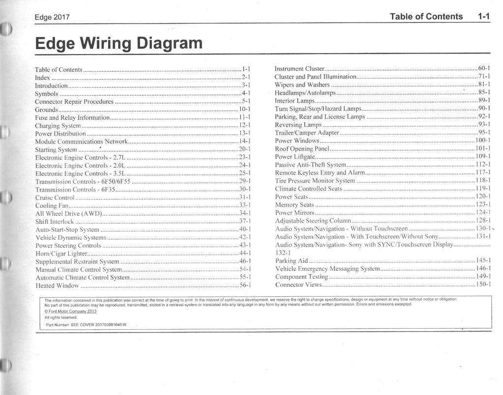 2017 Ford Edge Electrical Wiring Diagrams Manual