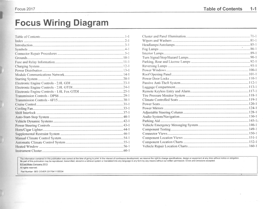 2017 Ford Focus Electrical Wiring Diagrams Manual