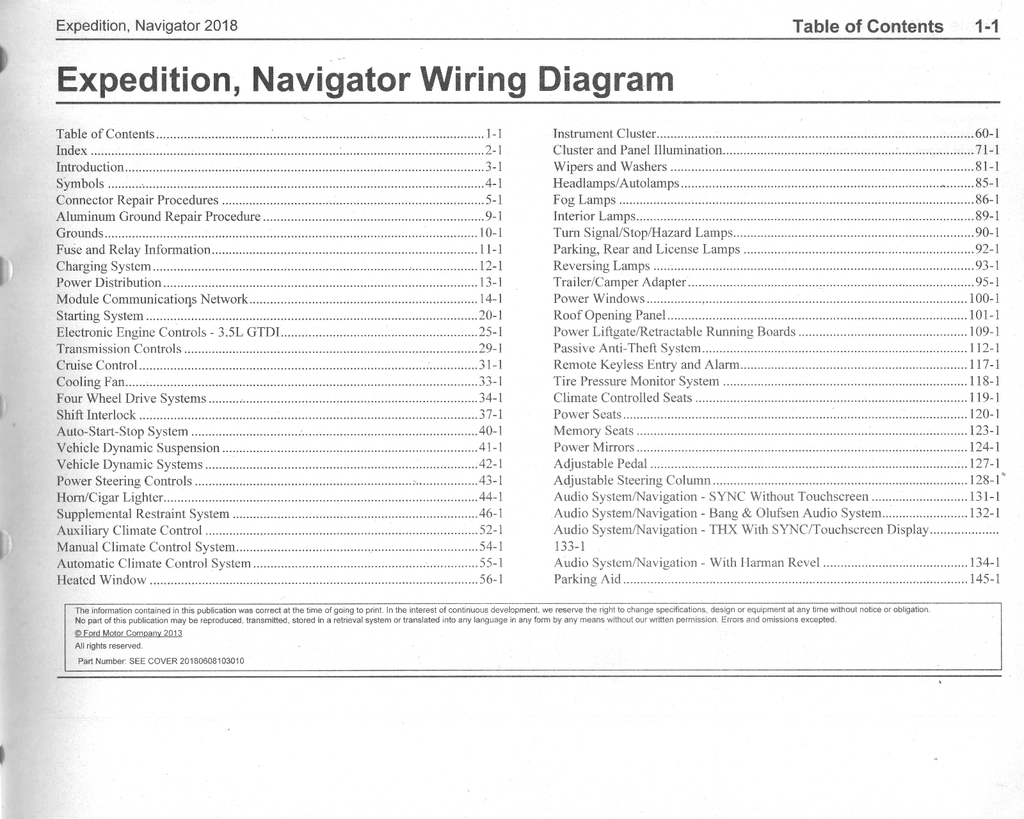 2018 Ford Expedition, Lincoln Navigator Electrical Wiring Diagrams Manual