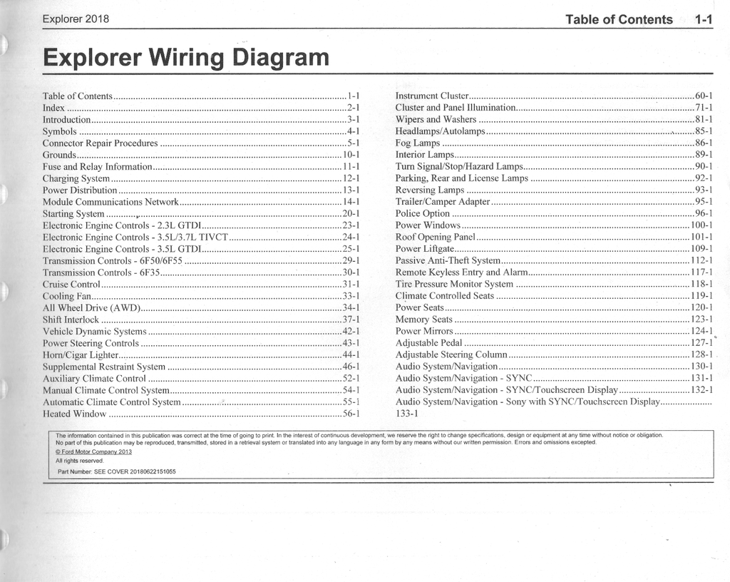 2018 Ford Explorer Electrical Wiring Diagrams Manual