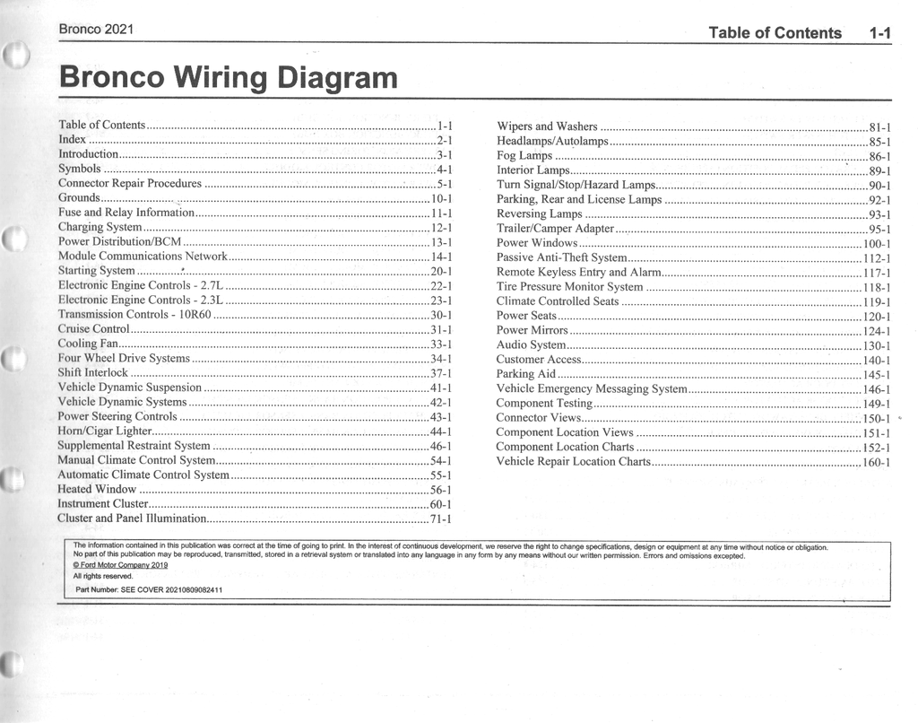2021 Ford Bronco Electrical Wiring Diagrams Manual