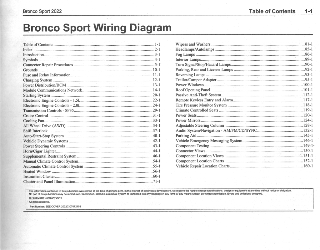 2022 Ford Bronco Sport Electrical Wiring Diagrams Manual
