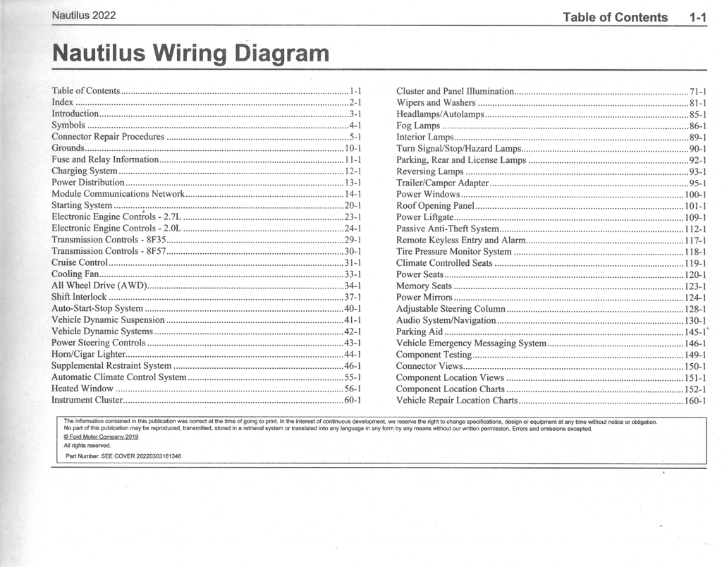 2022 Ford Lincoln Nautilus Electrical Wiring Diagrams Manual