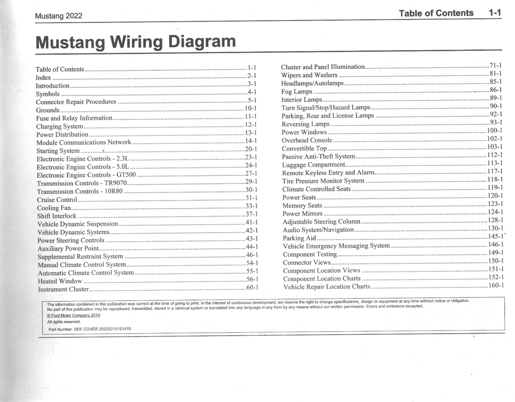 2022 Ford Mustang Electrical Wiring Diagrams Manual