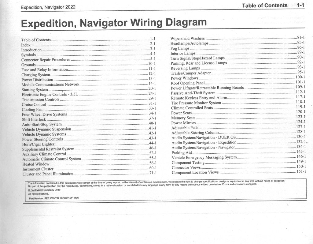 2022 Ford Expedition, Lincoln Navigator Electrical Wiring Diagrams Manual