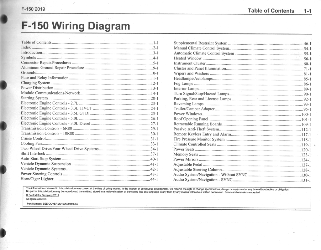 2019 Ford F-150 (F150) Electrical Wiring Diagrams Manual