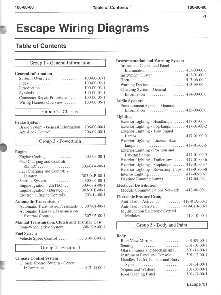 2001 Escape Electrical Wiring Diagrams Manual