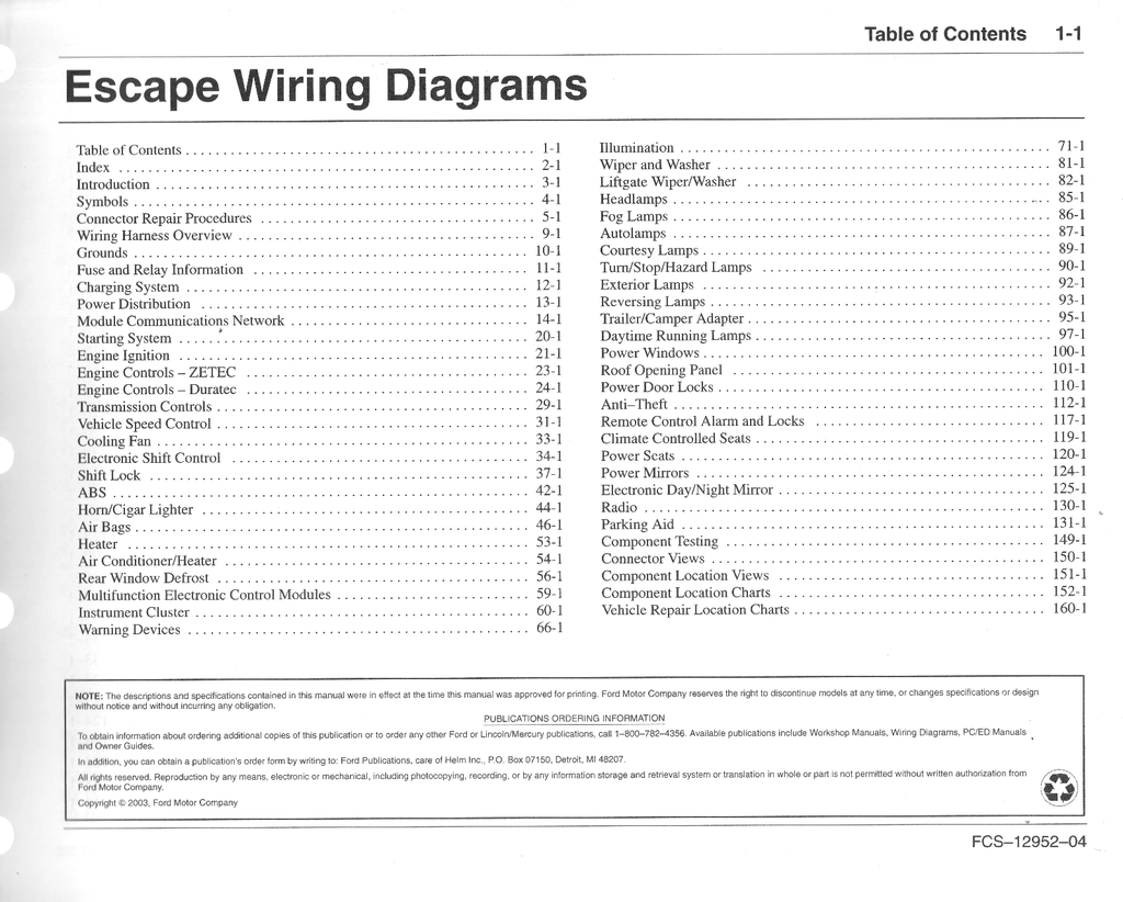 2004 Ford Escape Factory Electrical Wiring Diagrams Manual