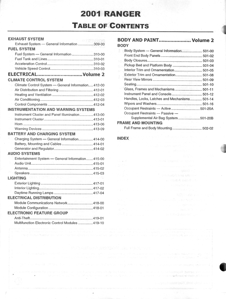 2001 Ford Ranger Factory Service Manual Set 