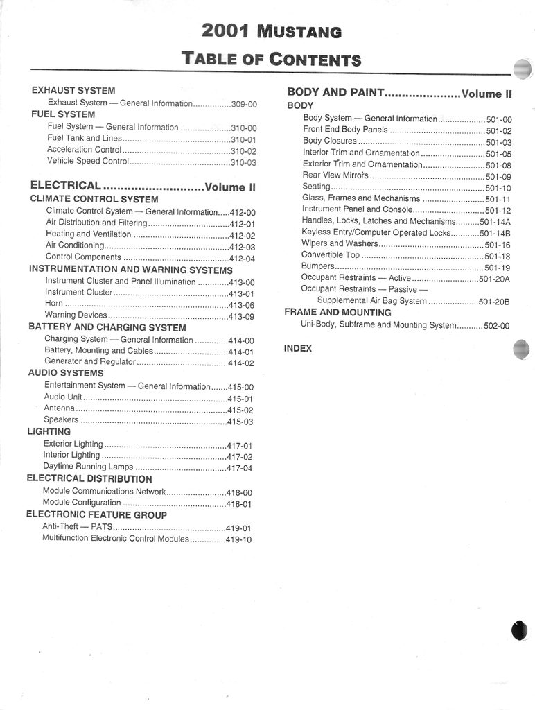 2001 Ford Mustang Factory Workshop Service Manual Set