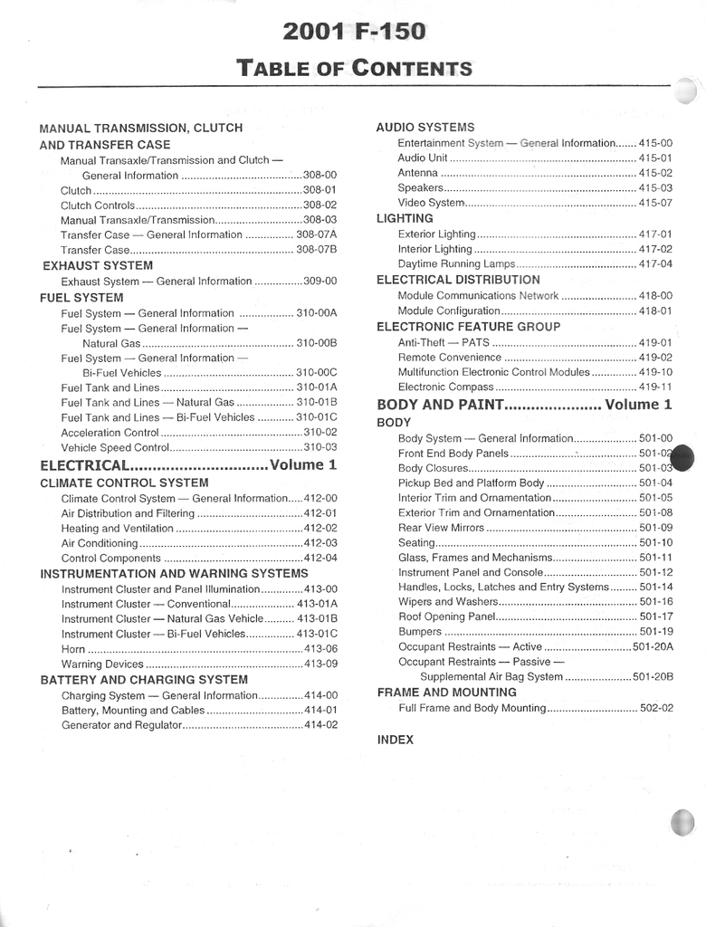 2001 Ford F-150 Pickup Factory Service Workshop Manual Set