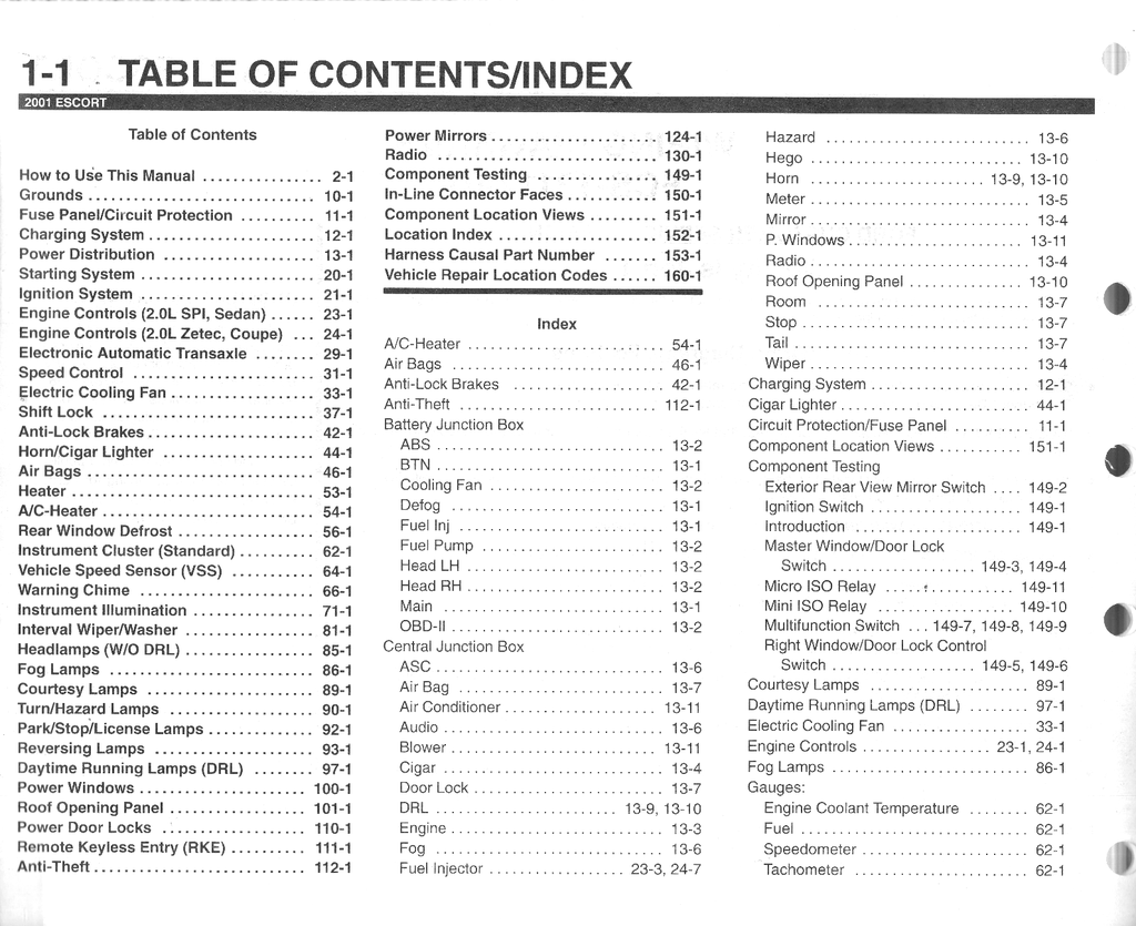 2001 Ford Escort Factory Electrical Wiring Diagrams Manual