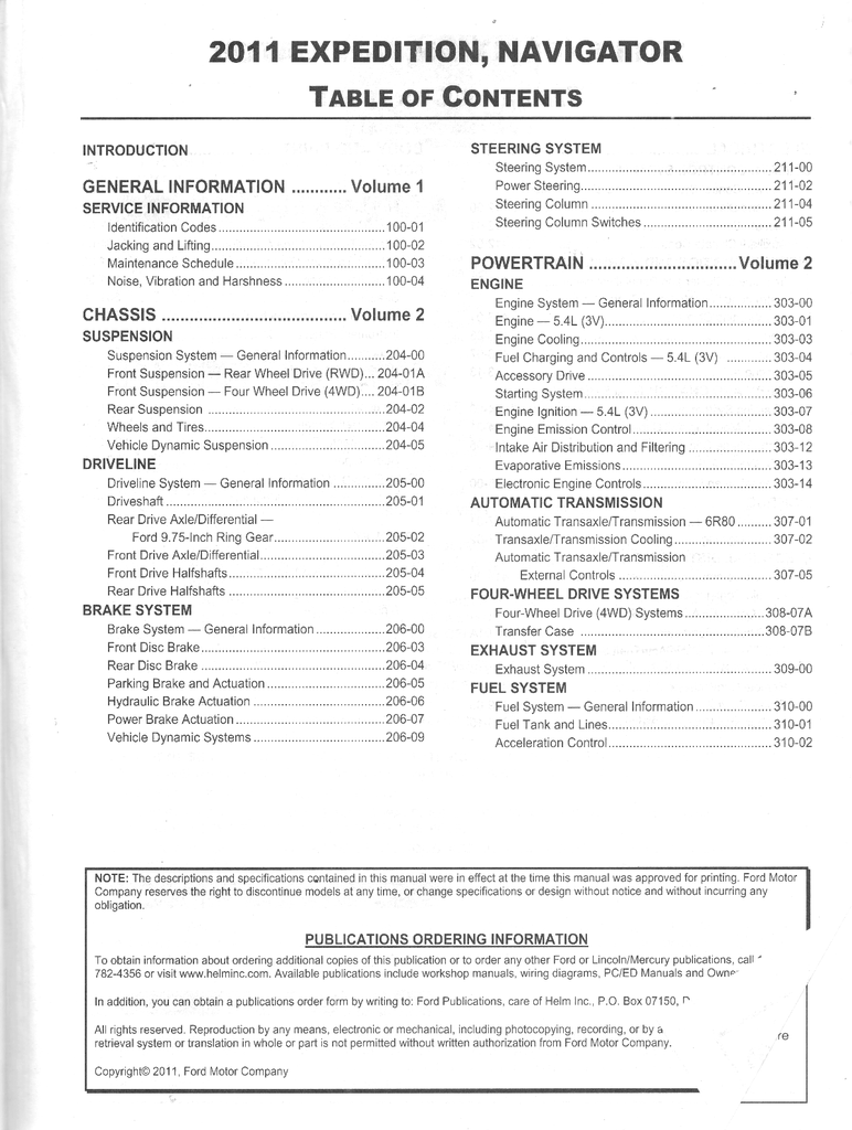 2011 Ford Expedition, Lincoln Navigator Factory Workshop Service Manual Set