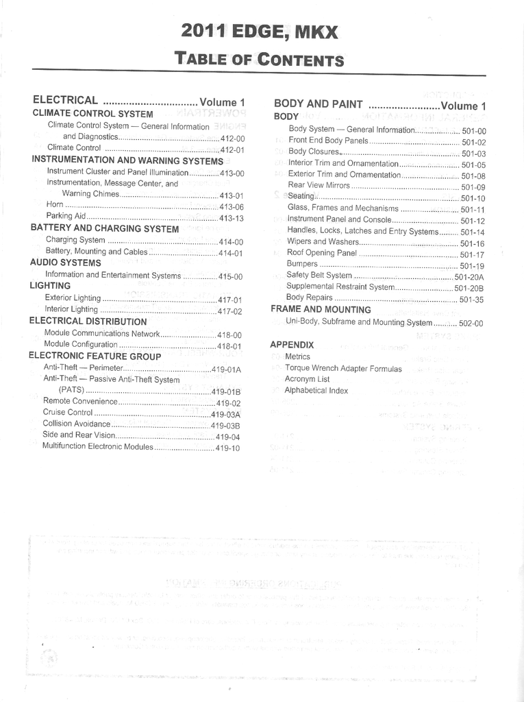 2011 Ford Edge, Lincoln MKX Factory Workshop Service Manual Set