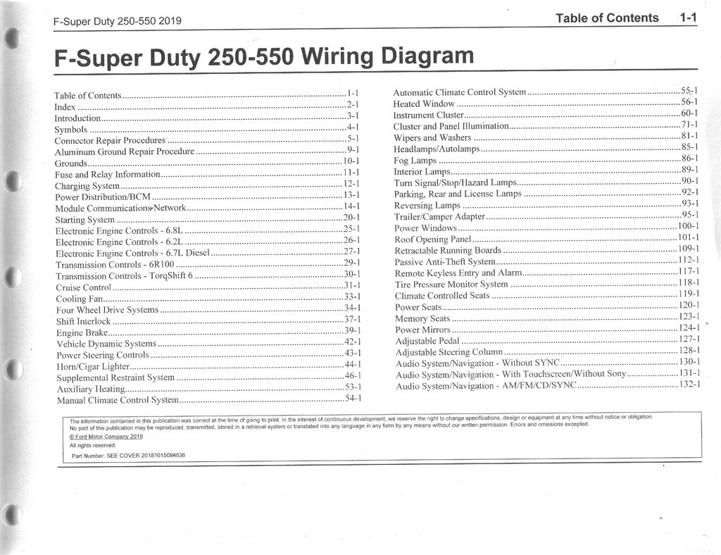 2019 Ford F-250, F-350, F-450, F-550 Super Duty Factory Electrical Wiring Diagrams Manual